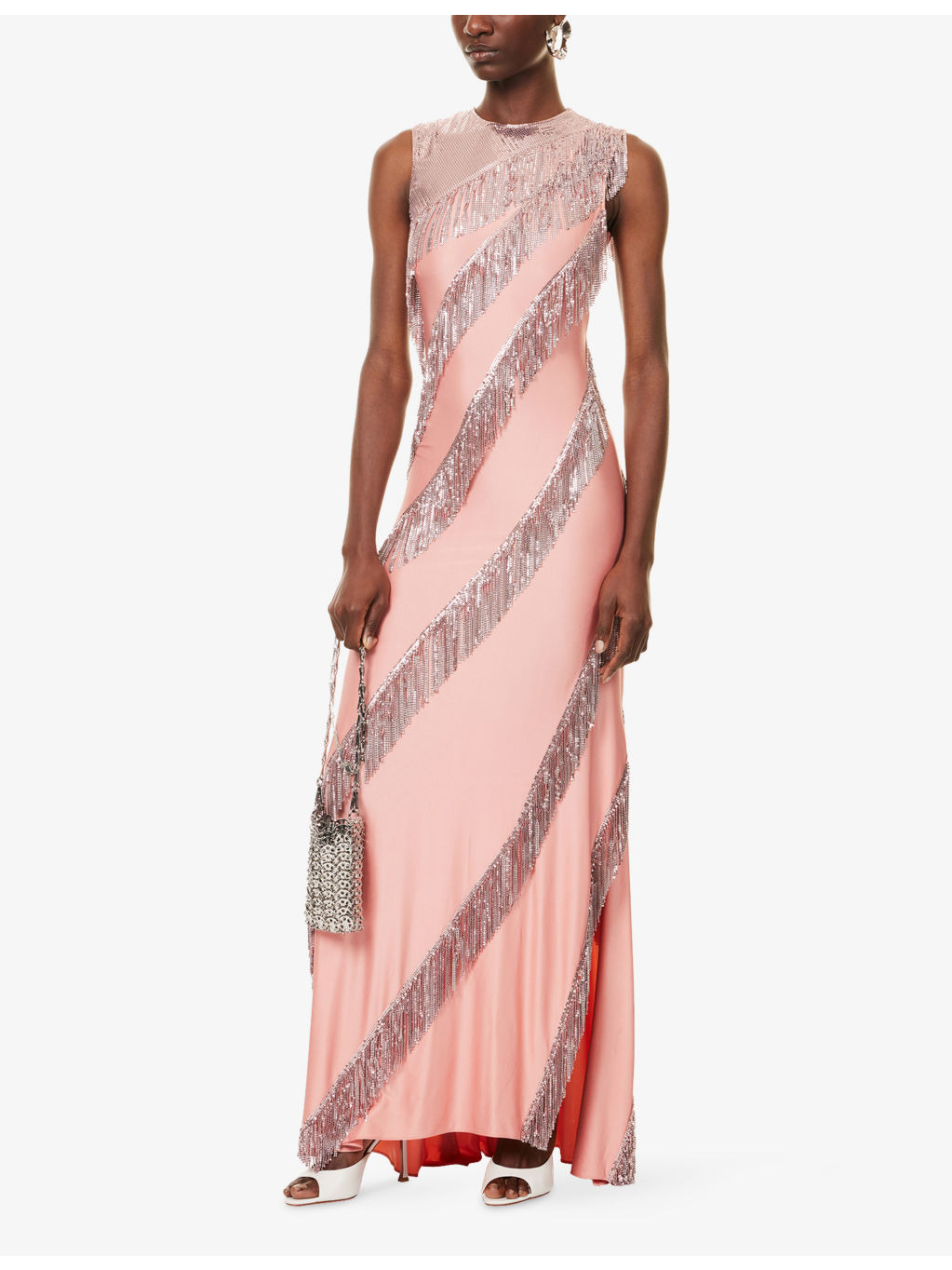 Fringed Sleeveless Stretch-Woven Maxi Dress - 2
