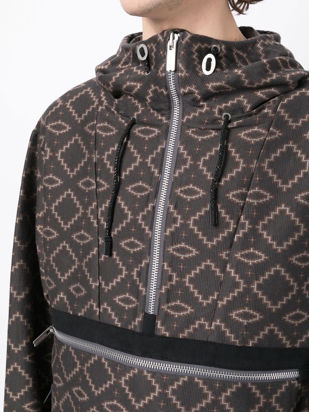 geometric pattern half-zipped jacket - 5