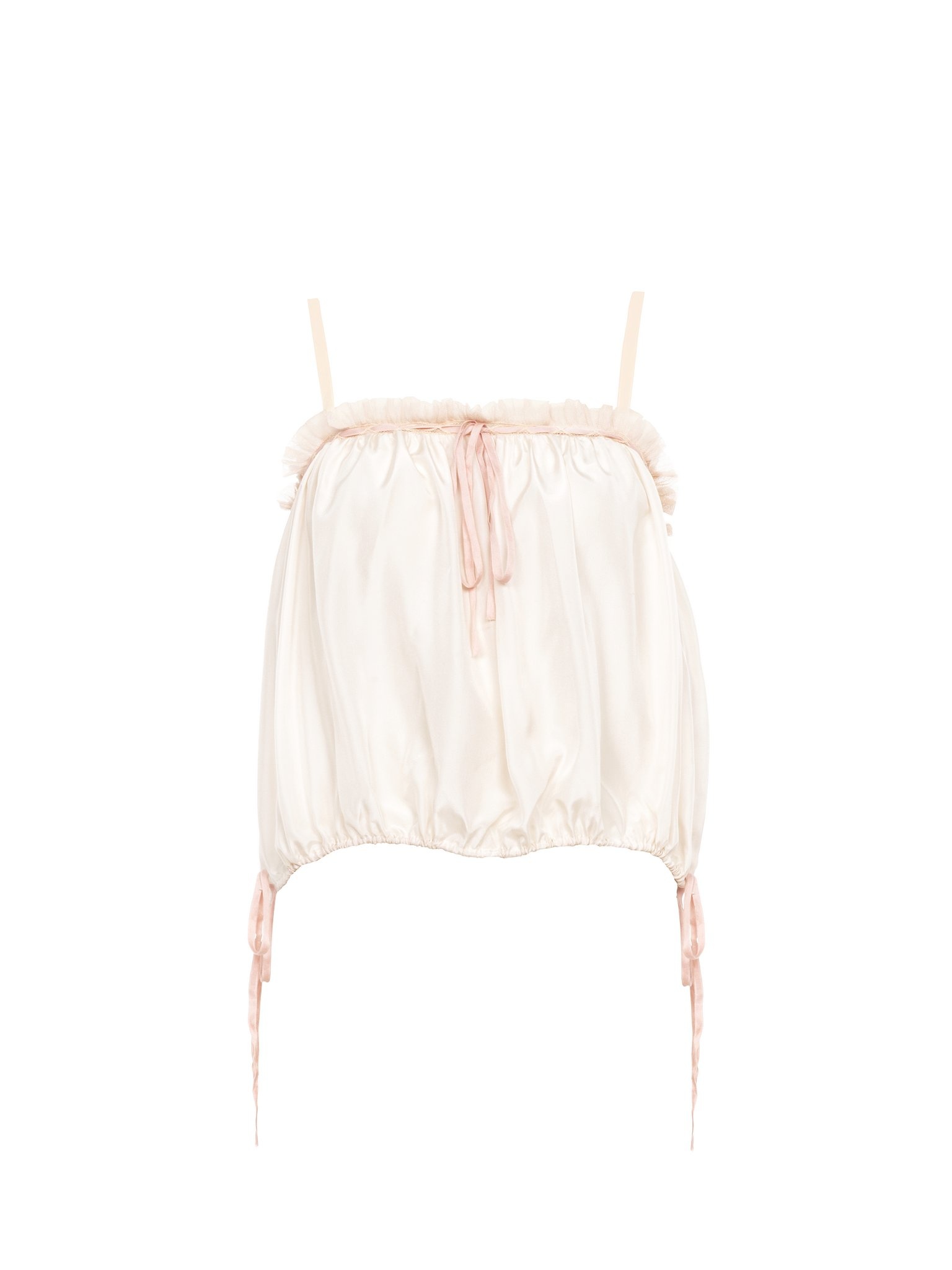 RUFFLED CAMISOLE TOP IN SILK HABOTAI - 1