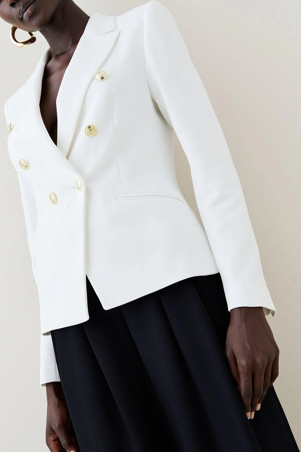 Tailored Button Military Blazer - 1