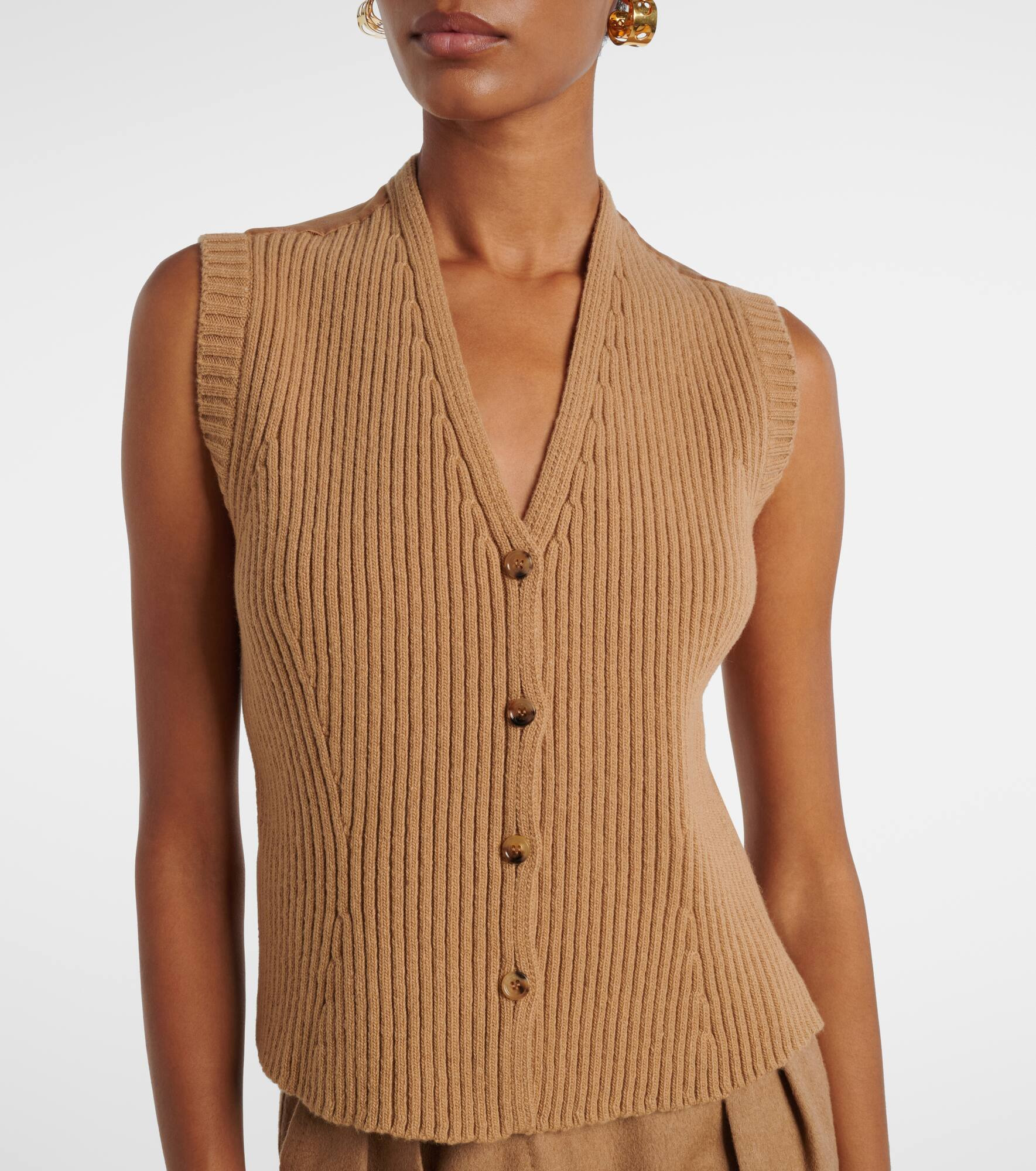 Madre paneled wool-blend and satin vest - 7