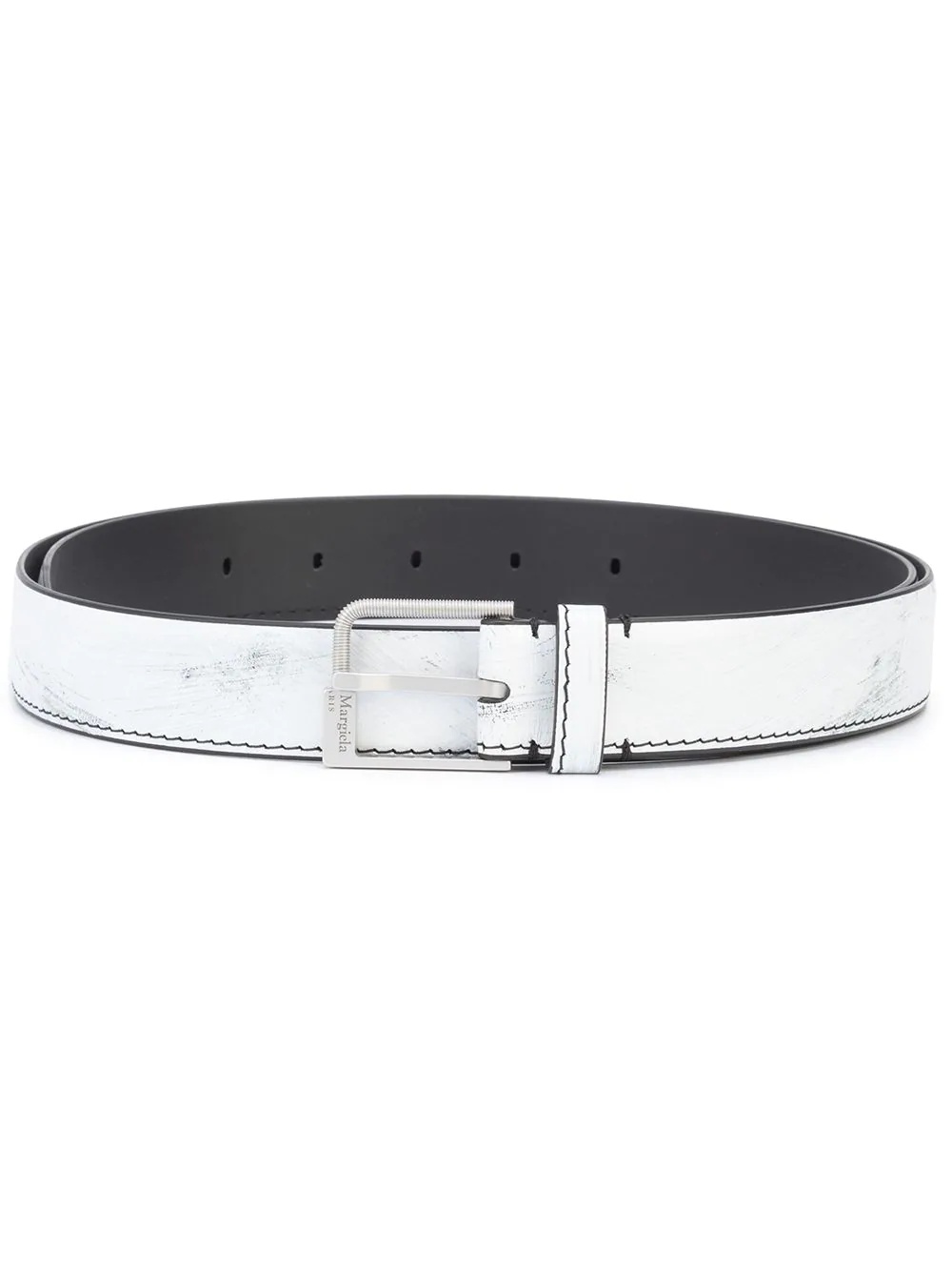 metallic leather buckle belt - 1