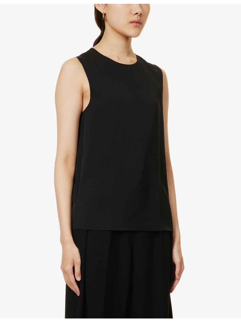 Sleeveless round-neck silk top - 3