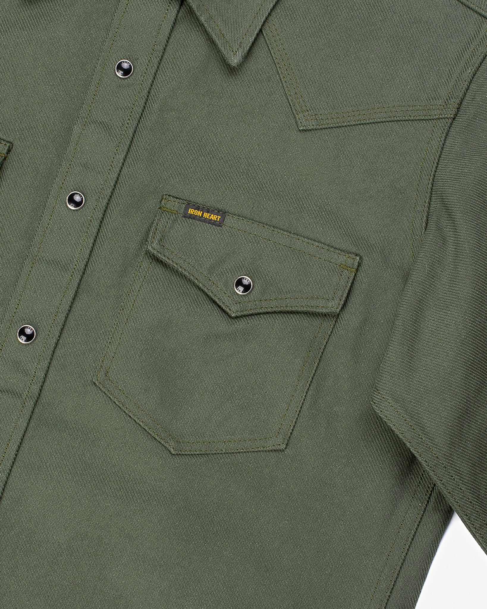 IHSH-235-OLV 13oz Military Serge Western Shirt - Olive Drab Green - 10