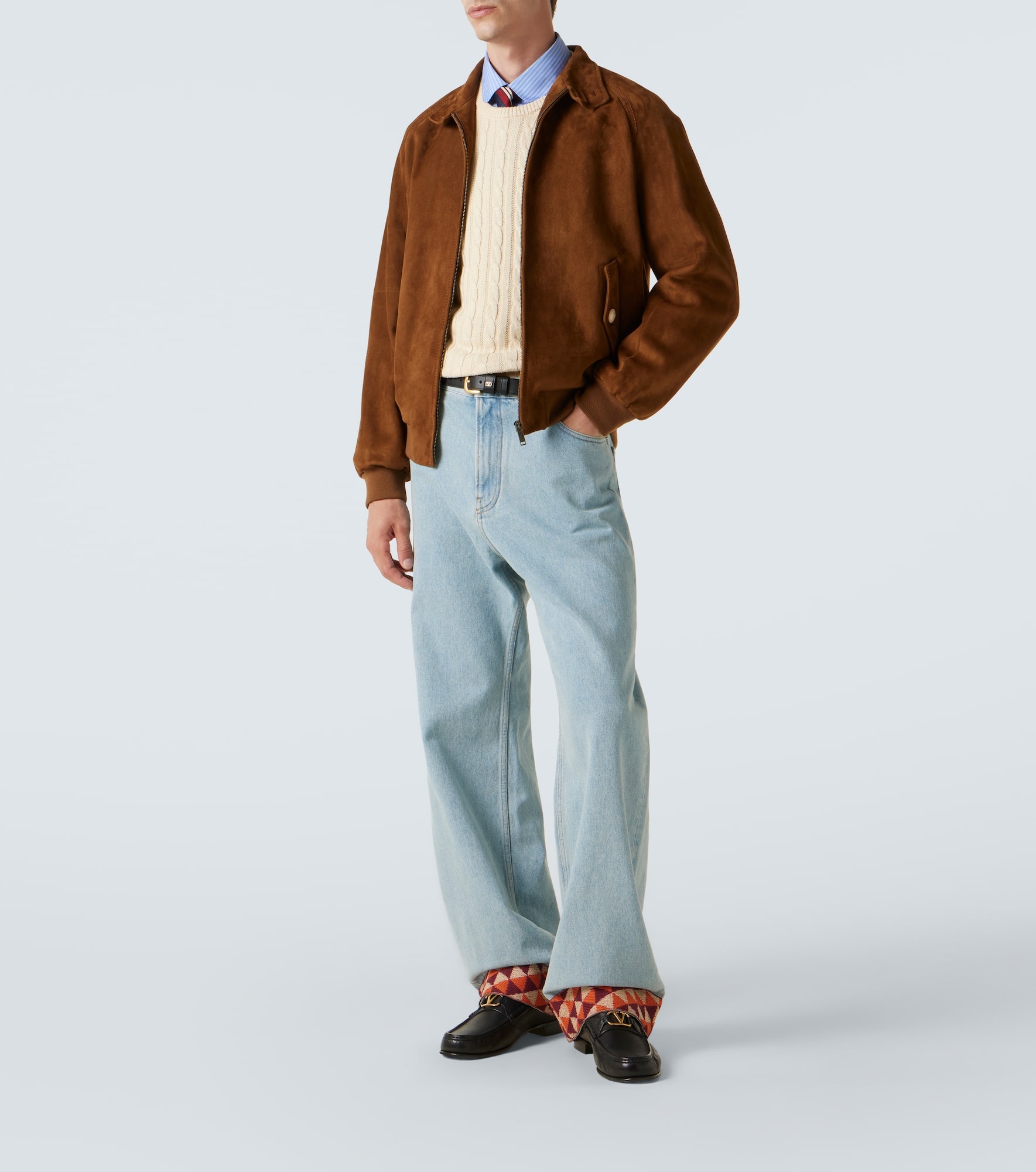 VLogo cable-knit cotton sweater - 2
