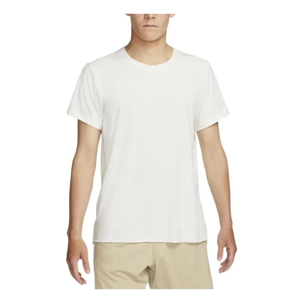Men's Nike Yoga Dri-FIT Moisture Conduction Quick Dry Solid Color Round Neck Short Sleeve Light Grey - 1