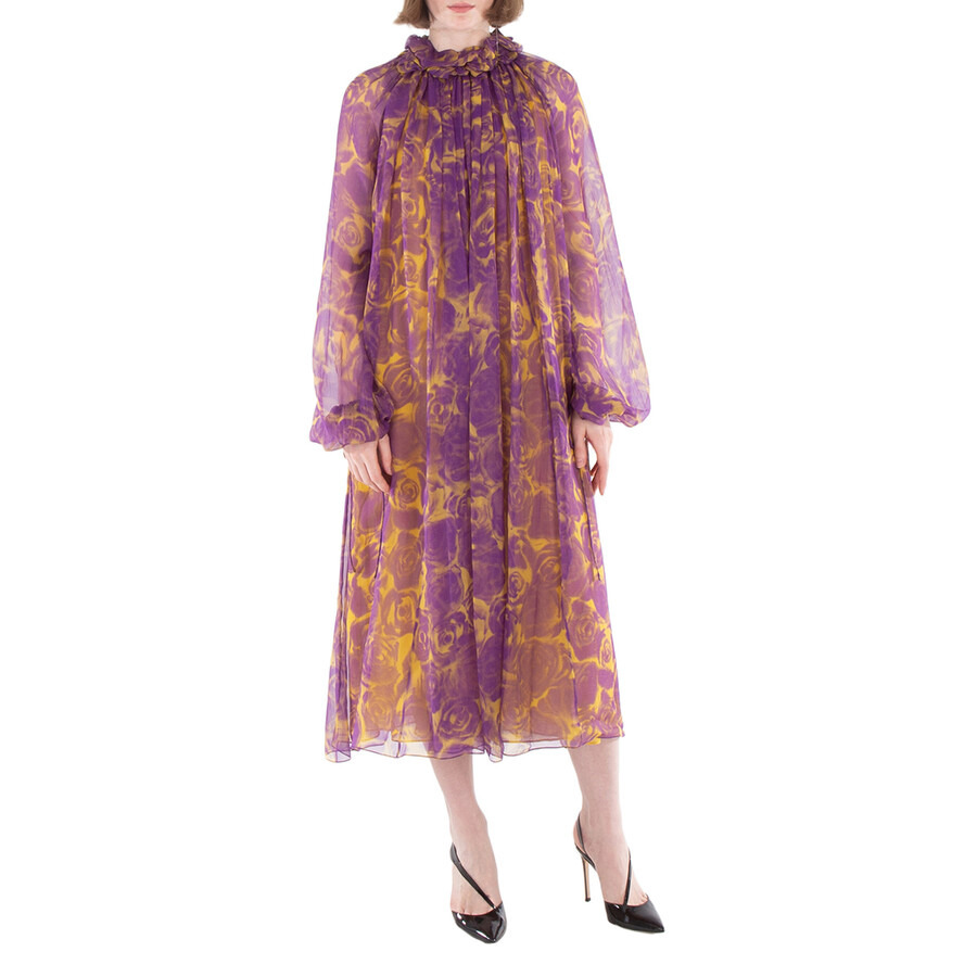 Burberry Rose Print Silk Dress - 4