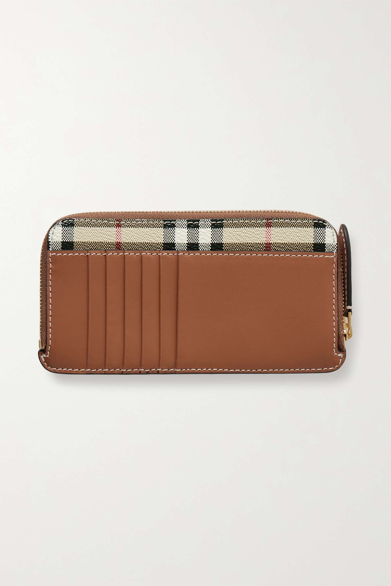 Checked textured and smooth leather wallet - 3