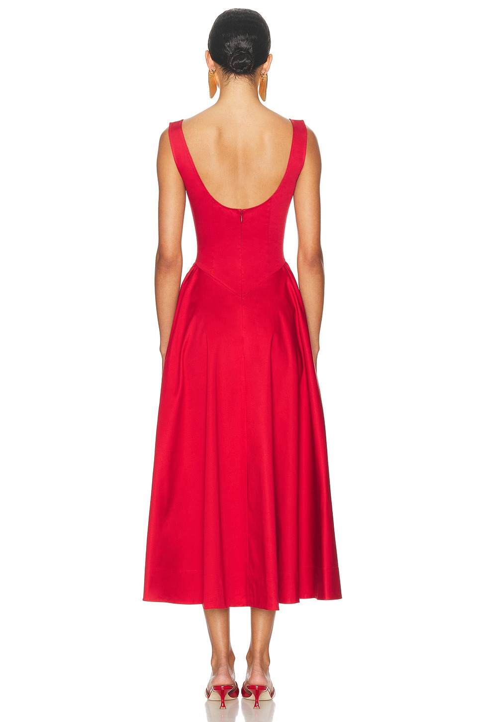 Stretch Cotton Sateen Midi Dress - 3