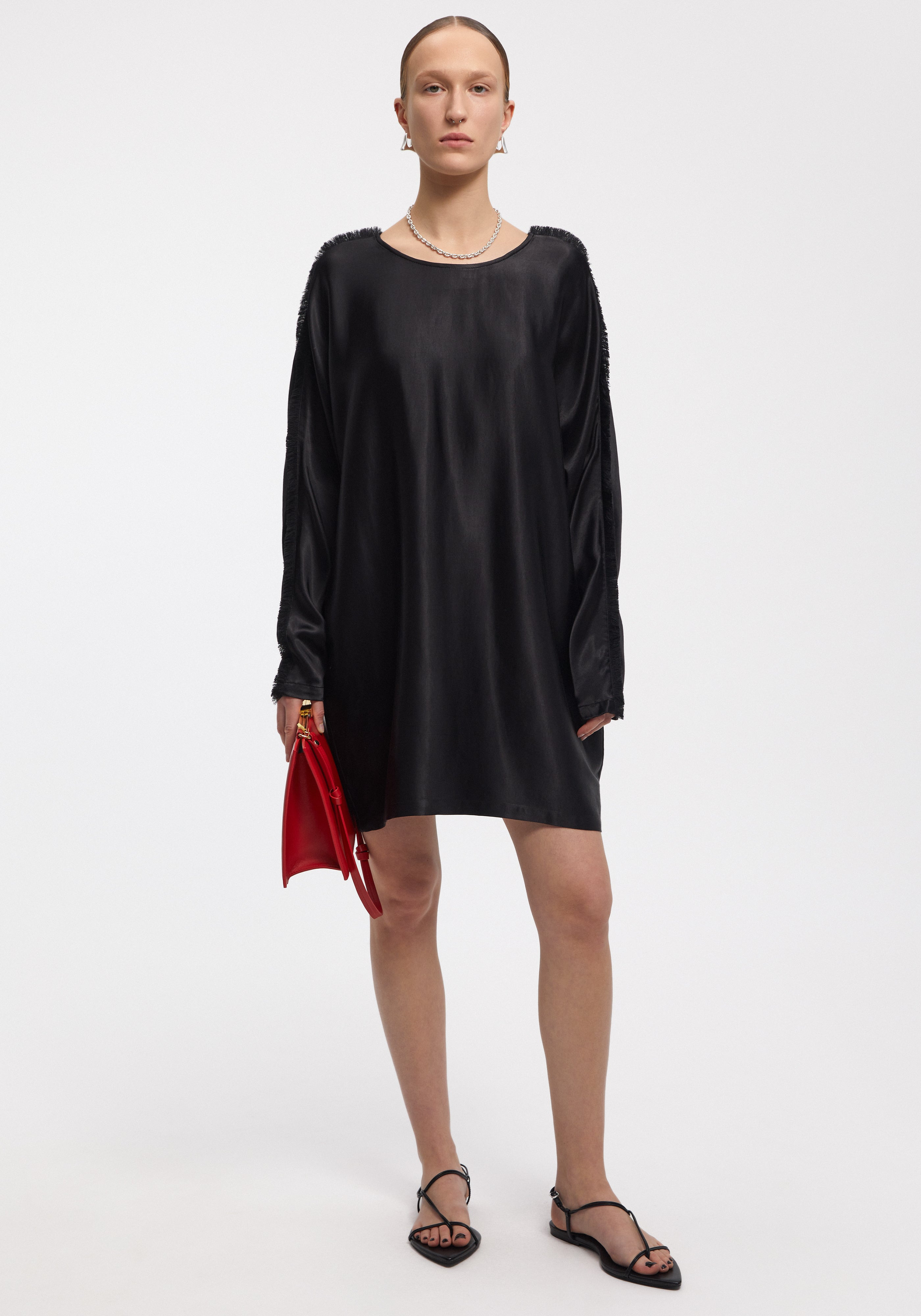 DITTI
Satin long-sleeved dress with frayed seam - 2