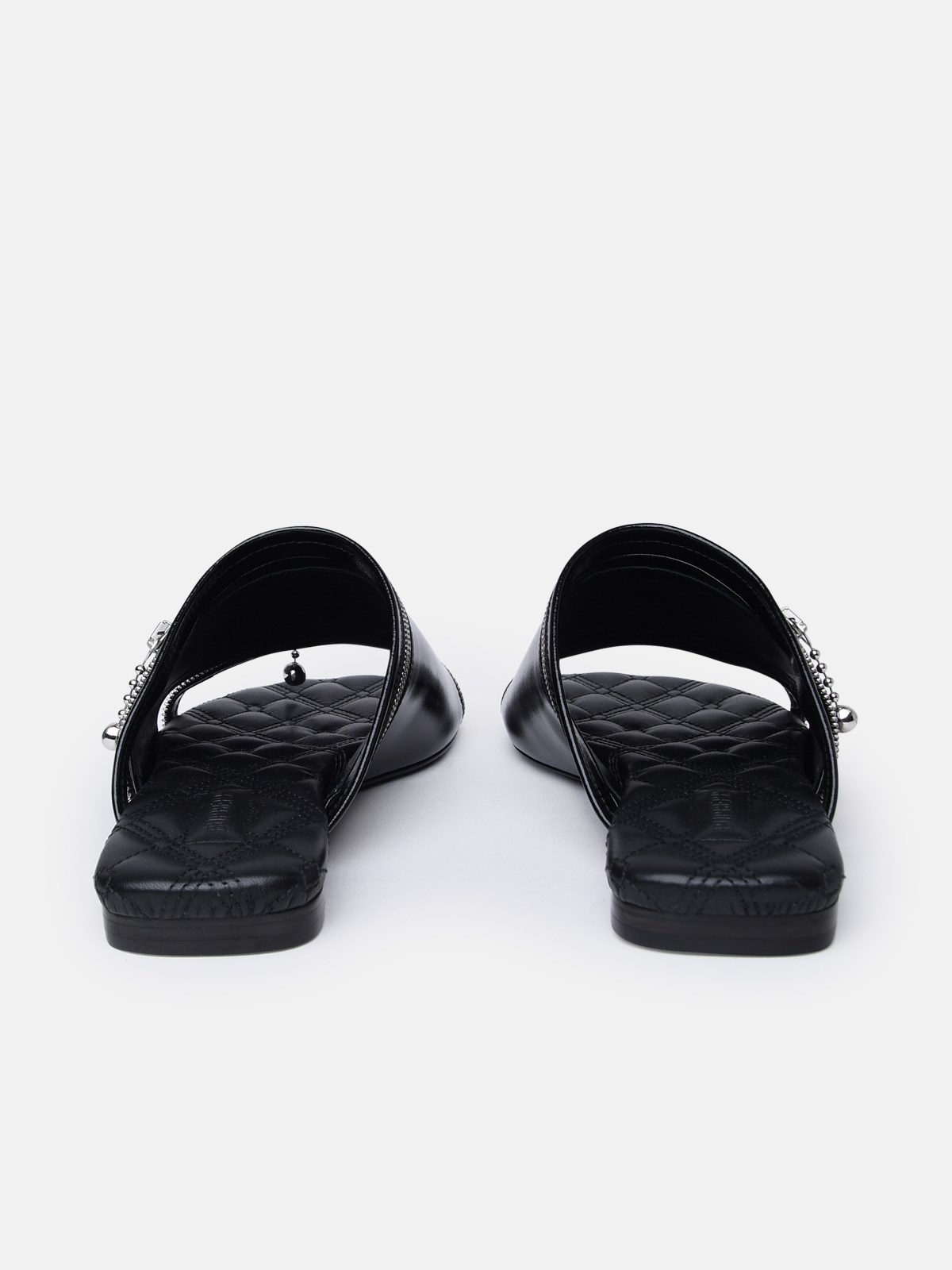 BLACK LEATHER SLIPPERS - 4