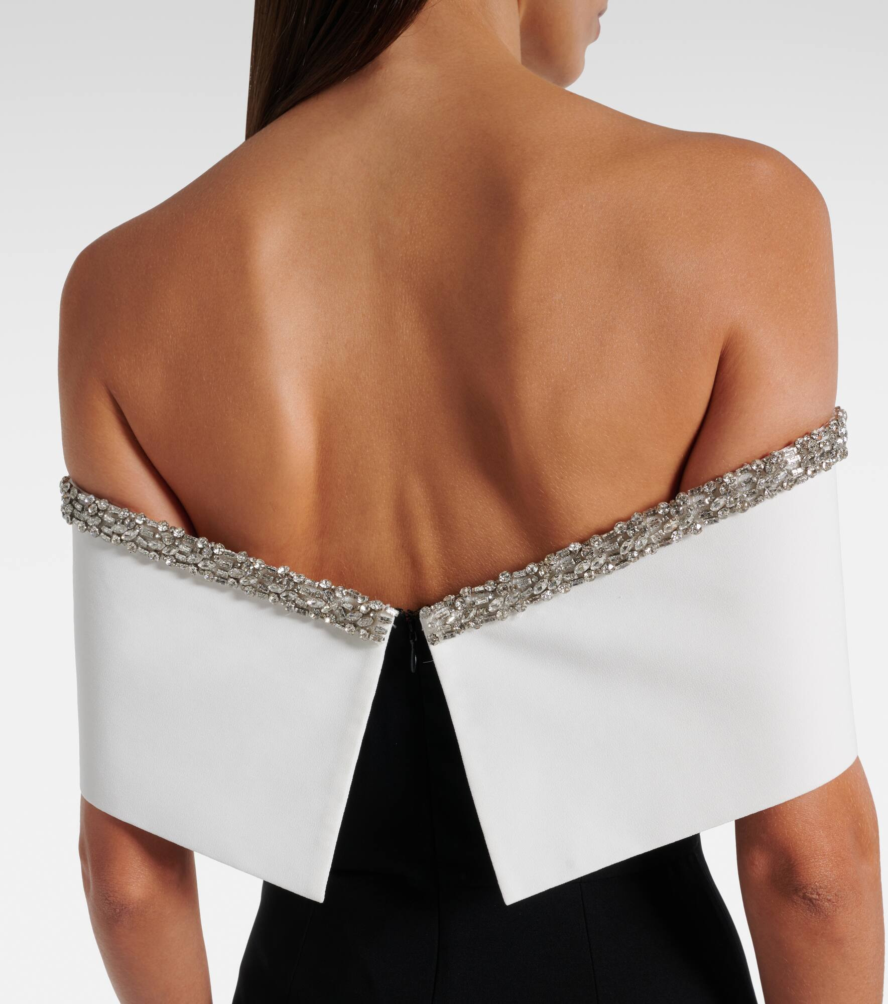 Embellished off-shoulder crêpe satin gown - 6