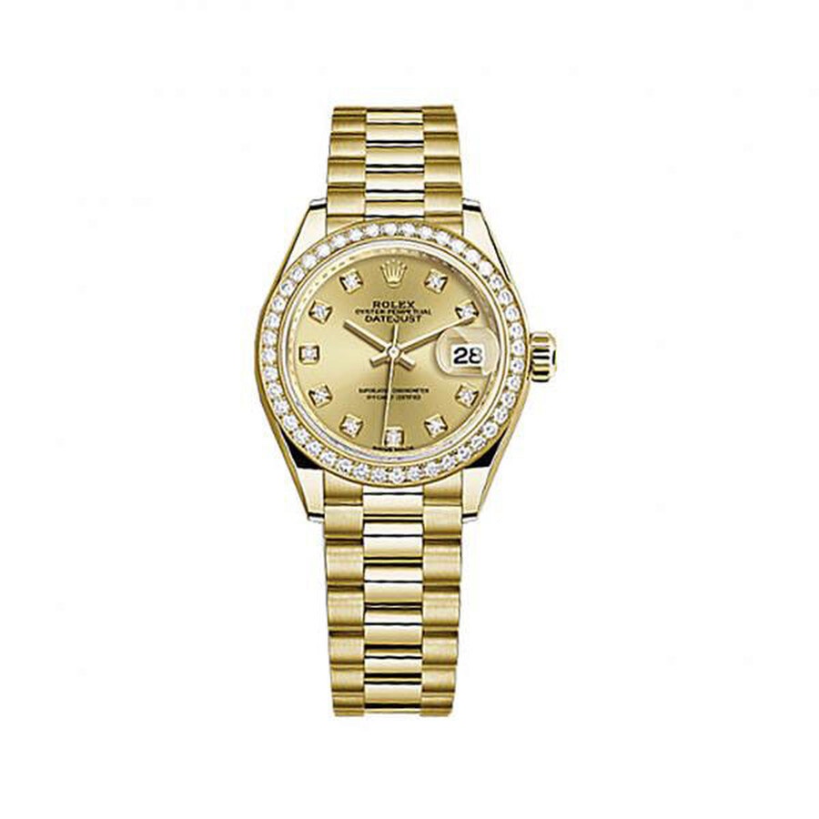 Rolex Lady-Datejust Champagne Diamond Dial 18 Carat Yellow Gold President Watch - 1