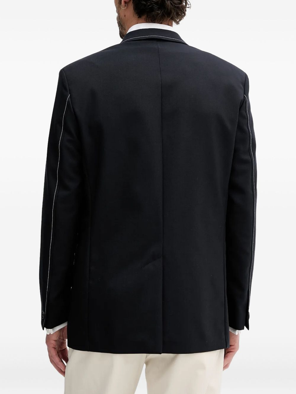 contrast-stitch single-breasted blazer - 3