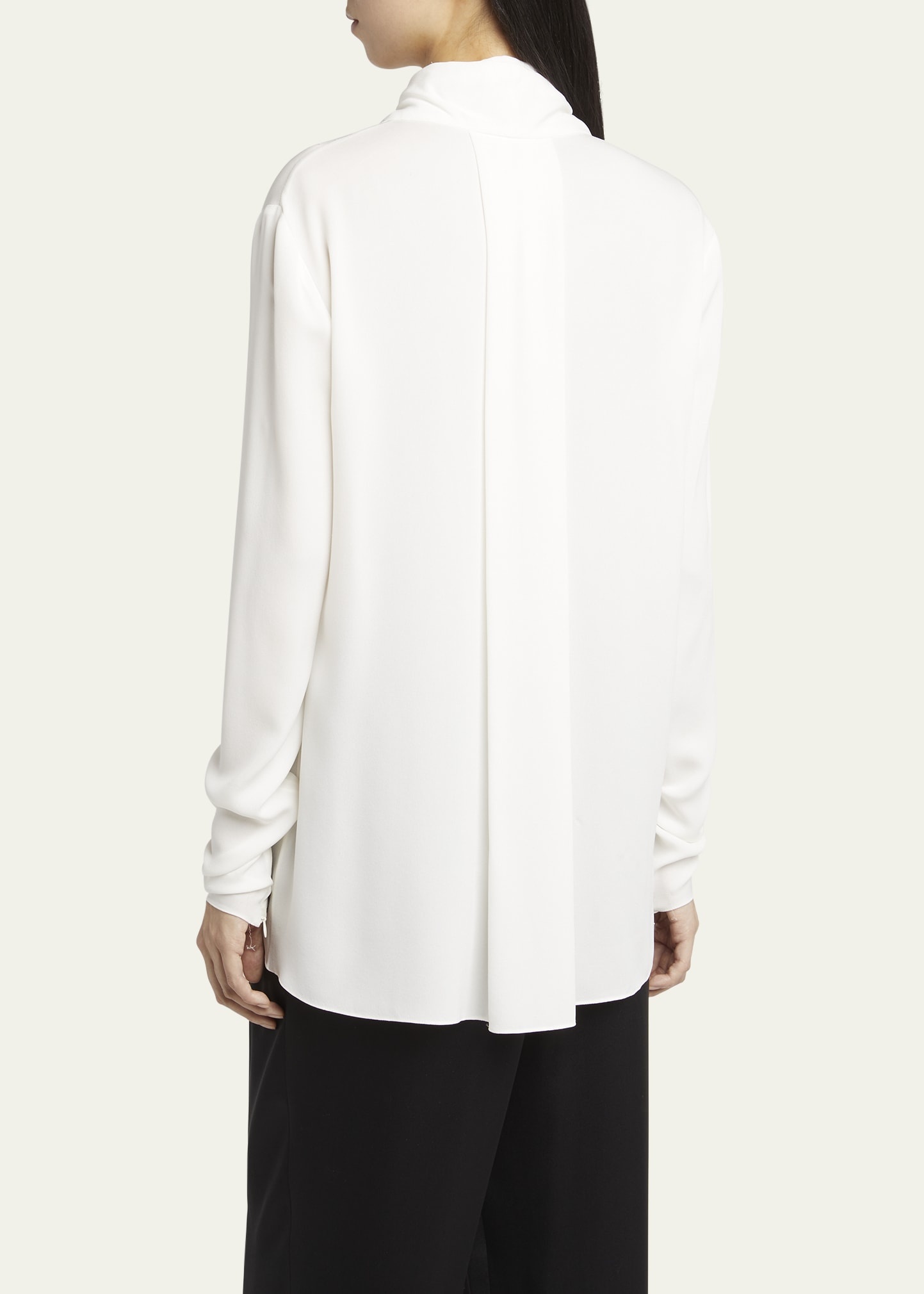 Shawl-Collar Silk Georgette Blouse - 3