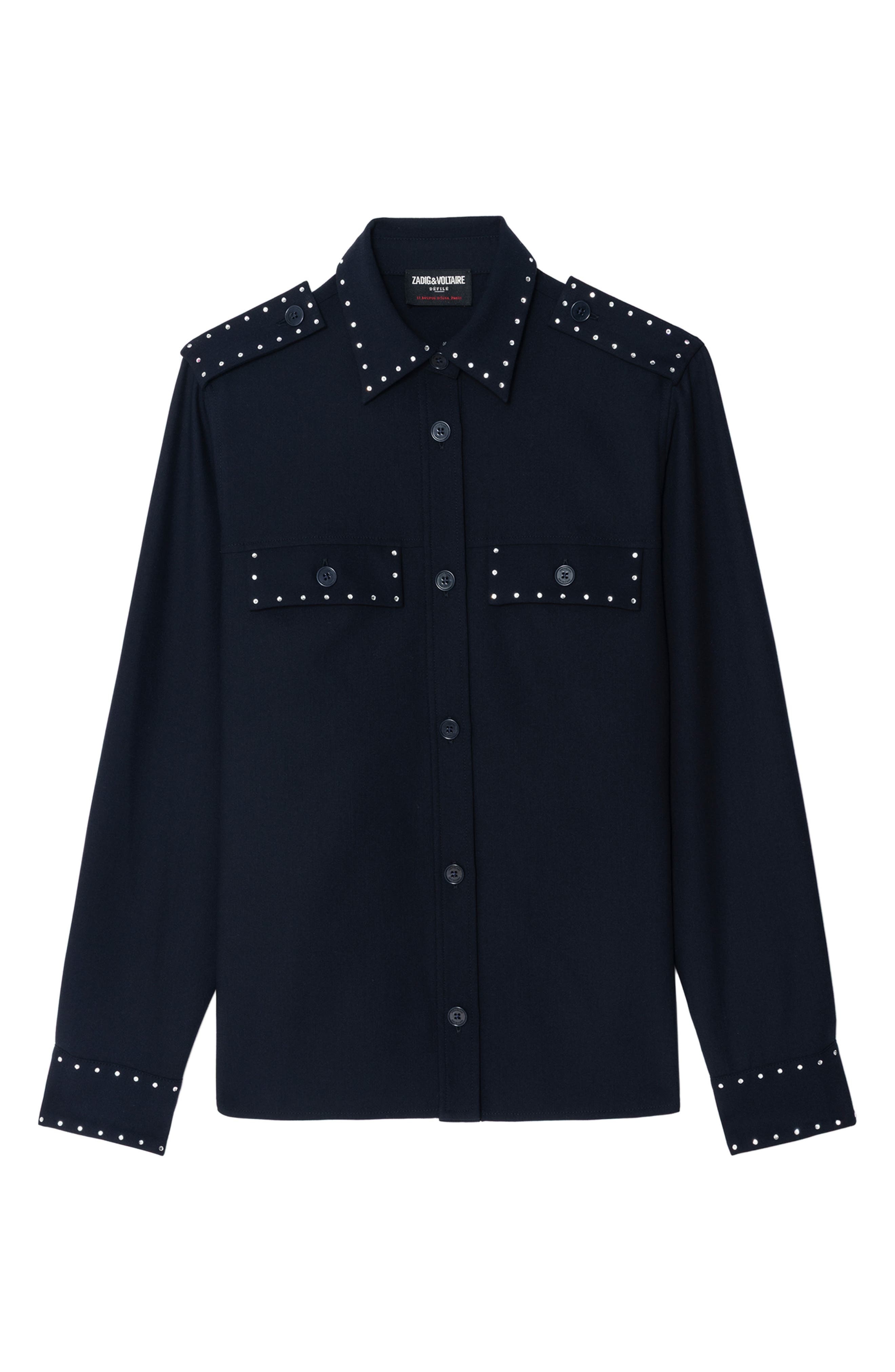 Zadig & Voltaire Stud Shirt in Encre at Nordstrom - 5