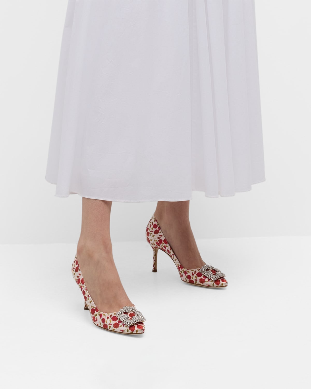 Hangisi Floral Silk Buckle Pumps - 2