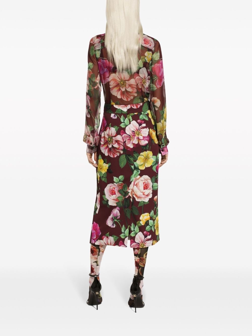 camelia-print silk blouse - 4