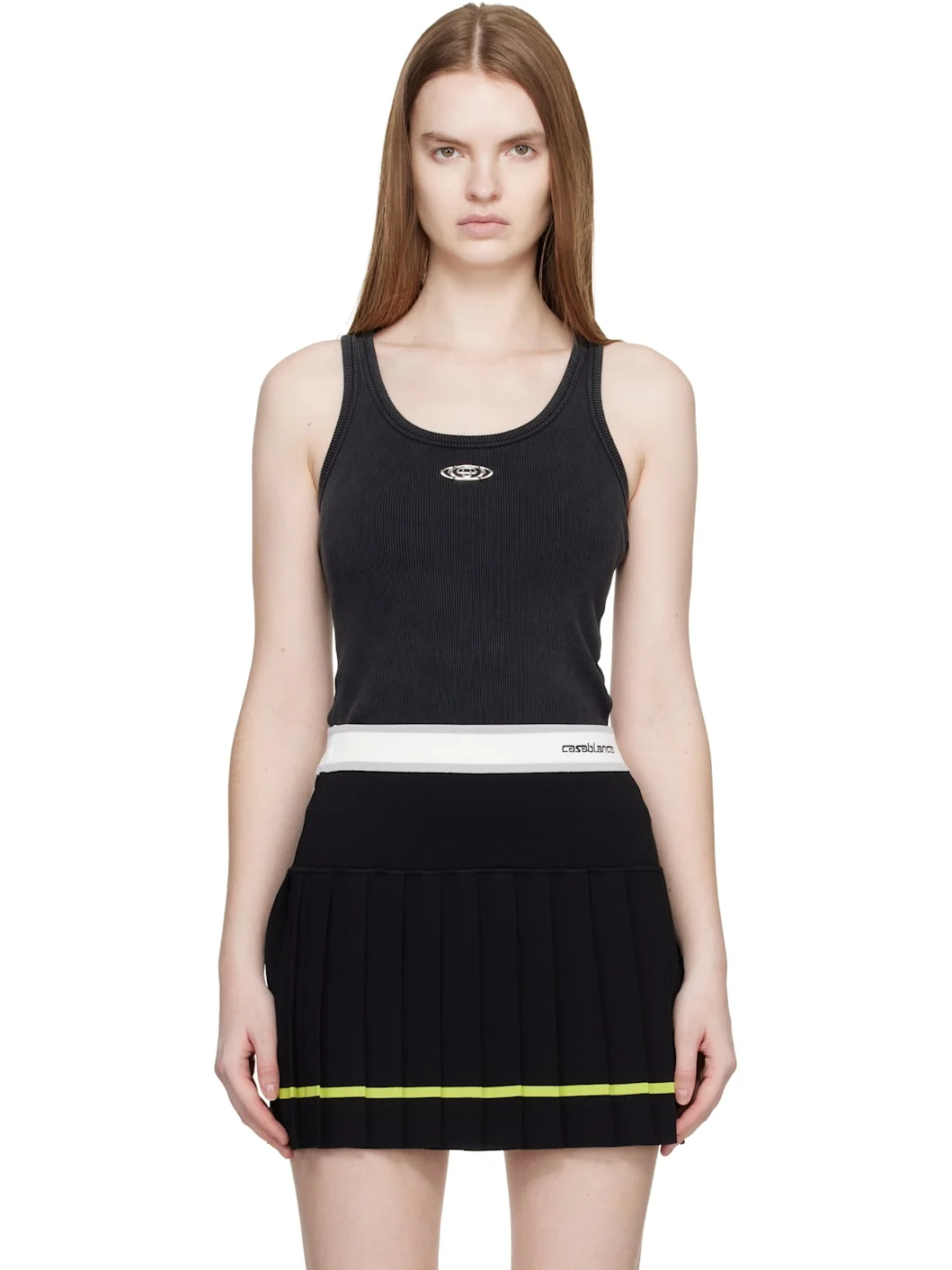 Black Corrosion Ribbed Tank Top - 1