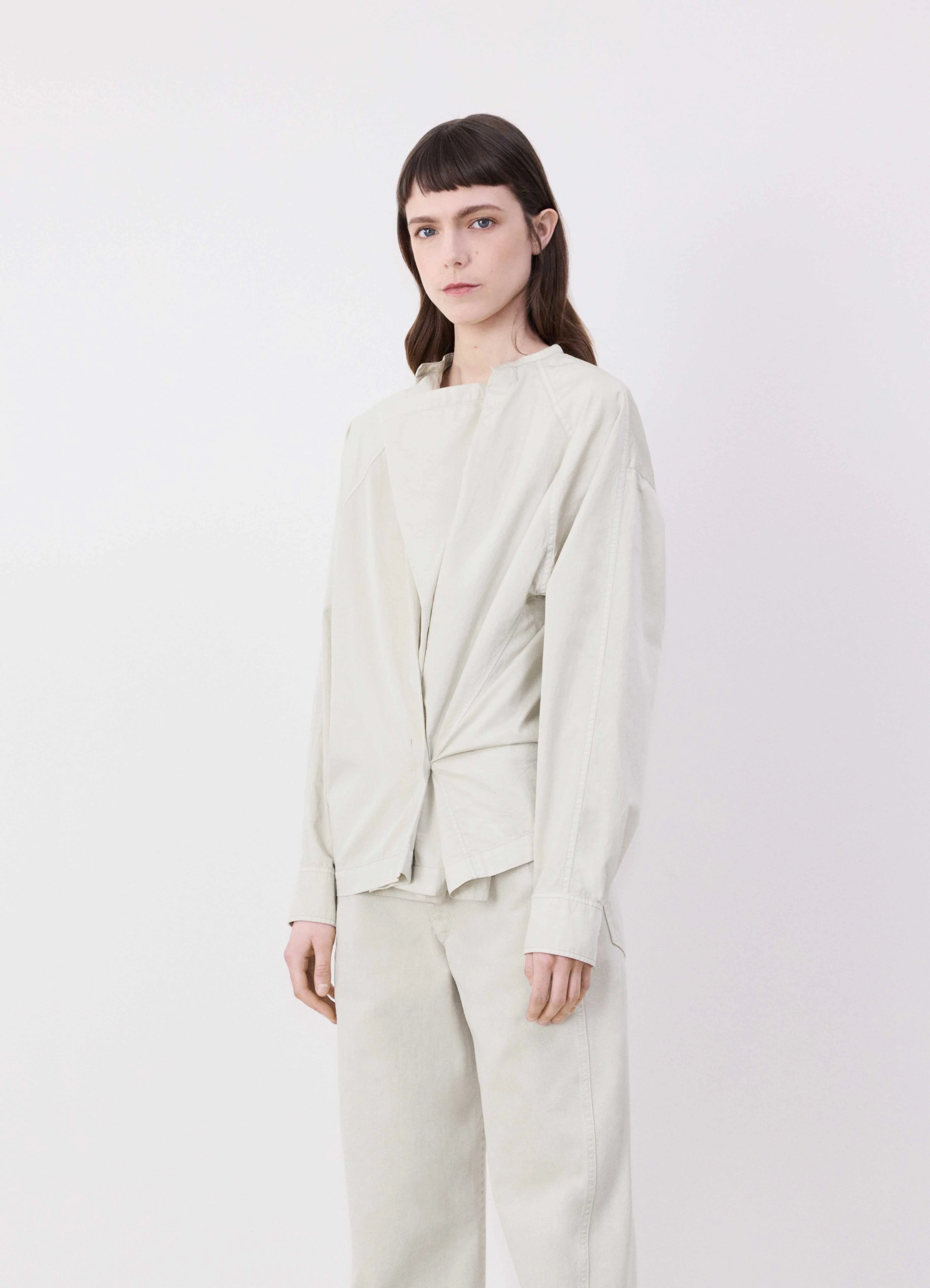 Smoky Green Belted Rib T-shirt Dress | LEMAIRE