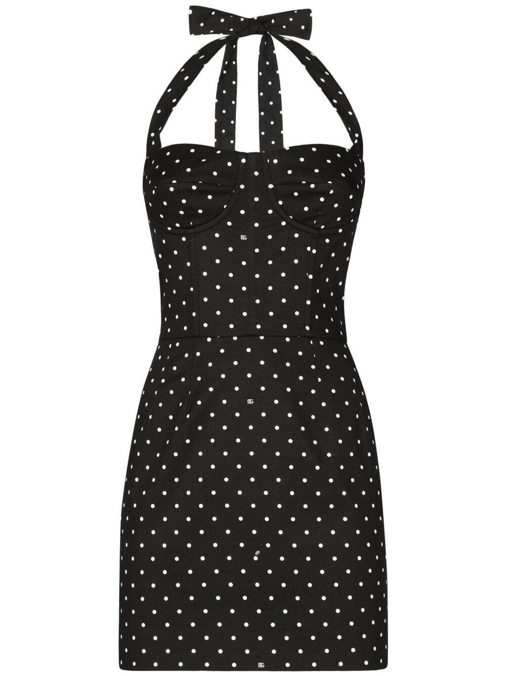 Short corset dress with polka-dot print - 1
