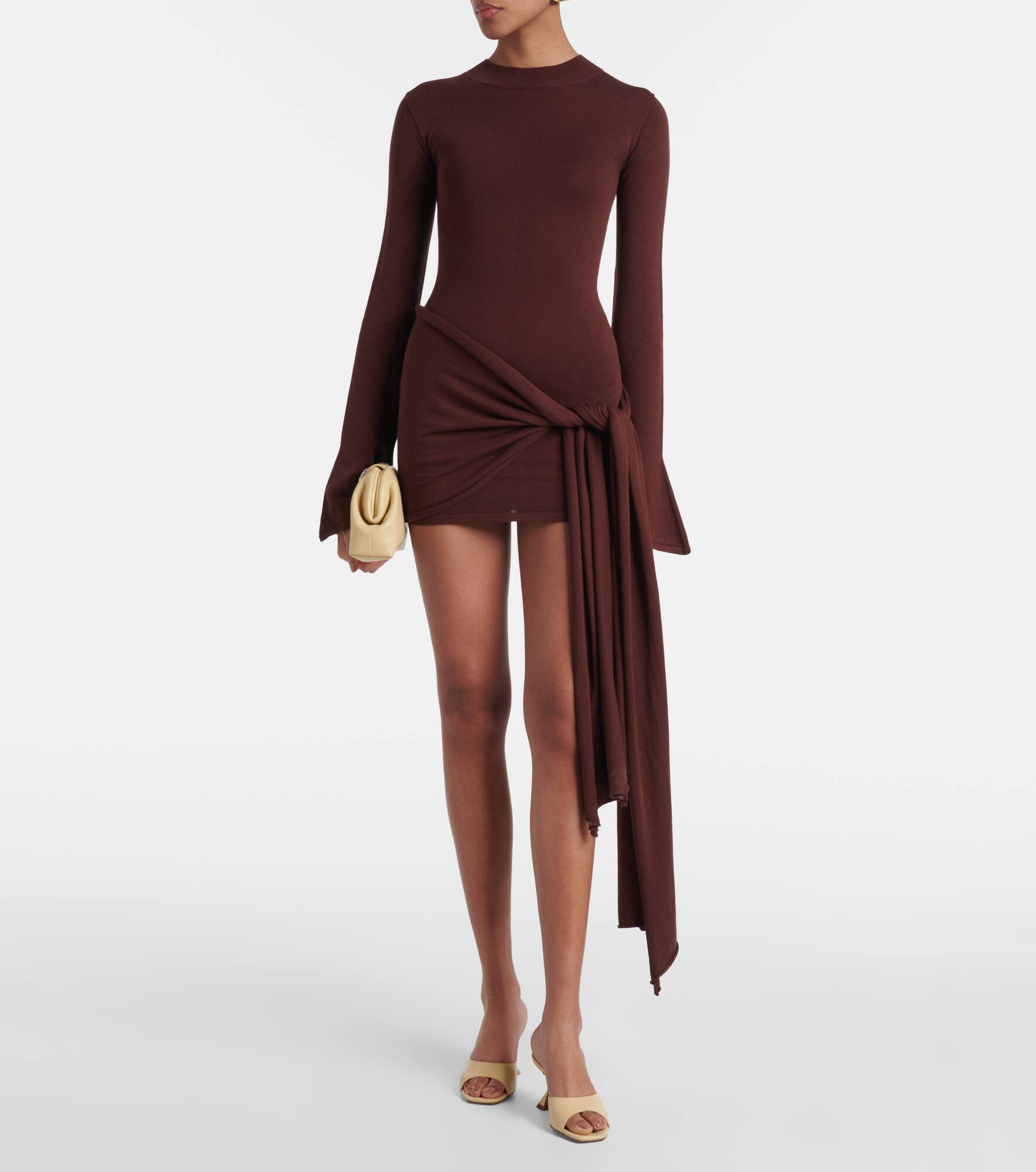 Draped silk and cotton minidress - 2