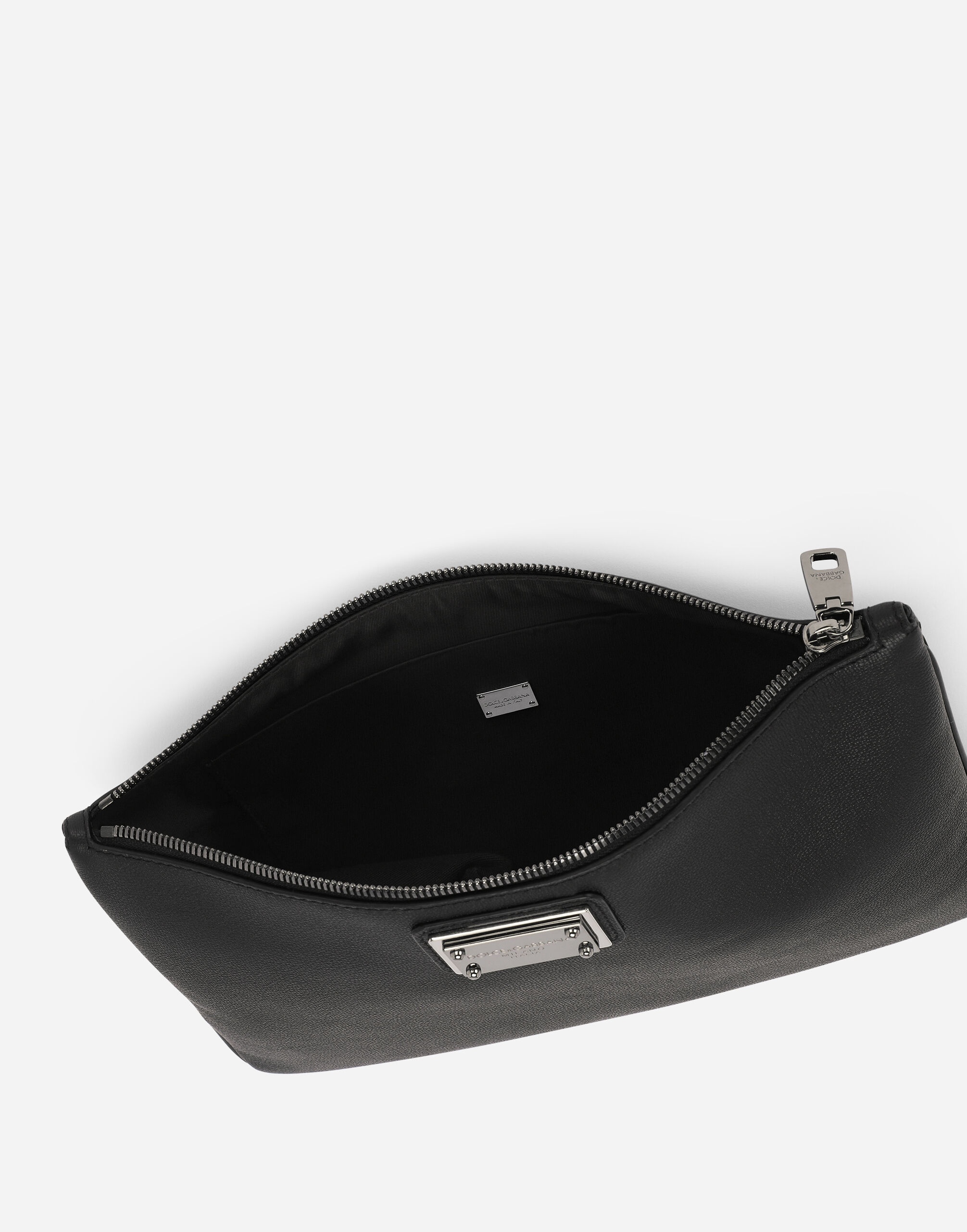 Grainy calfskin and nylon pouch - 5