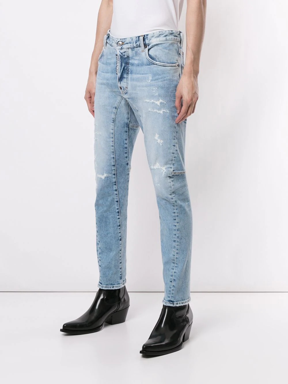 distressed straight leg jeans - 3