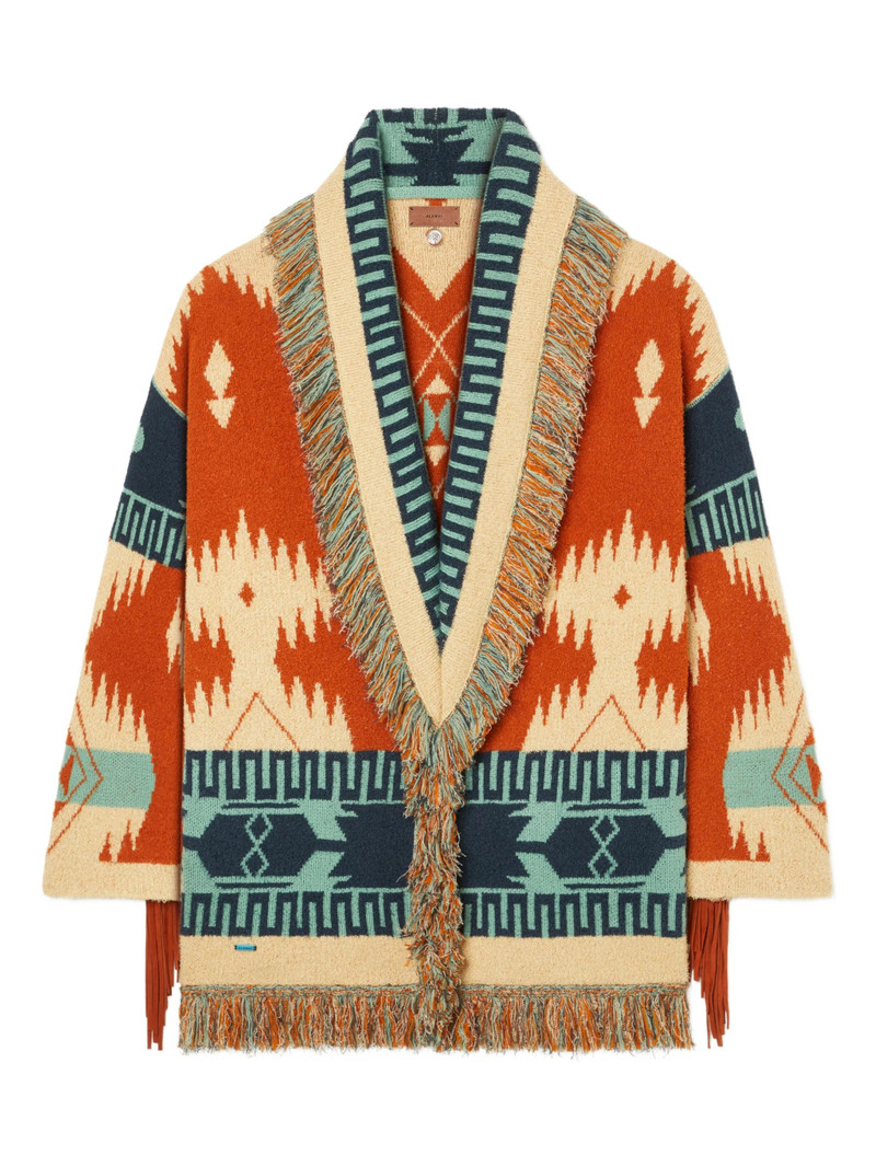 Alanui Alanui Golden Dusk Geometric-pattern Fringed Cardi-coat outlook