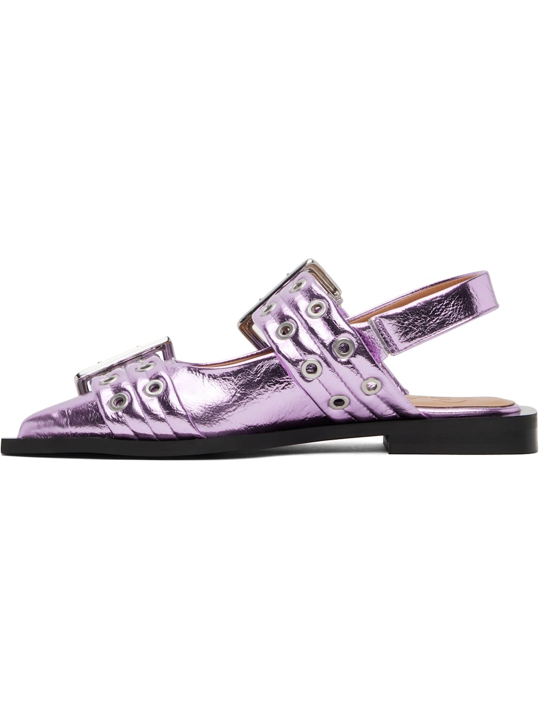 Purple Feminine Buckle Flats - 3