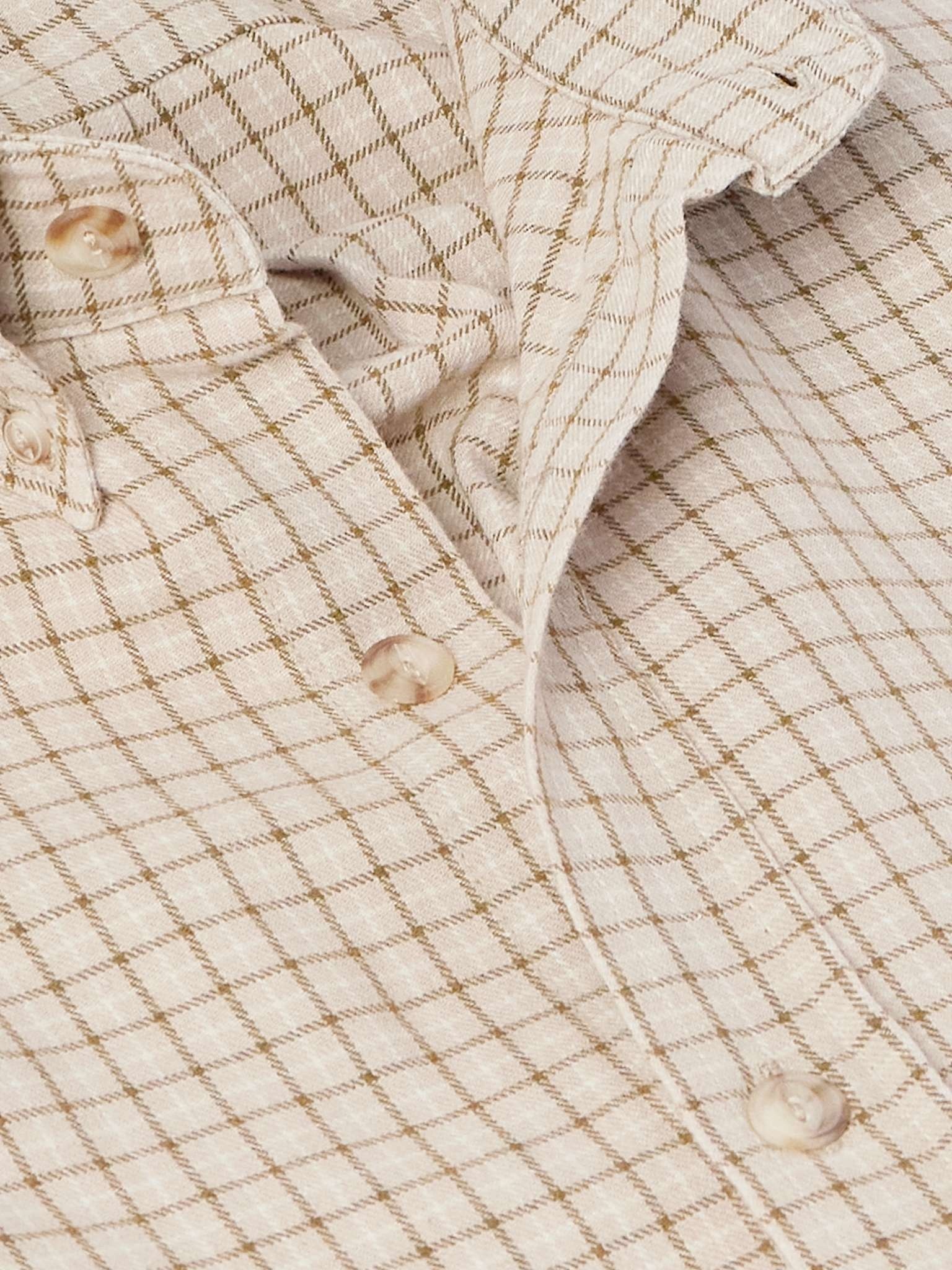 Button-Down Collar Logo-Appliquéd Checked Cotton-Flannel Shirt - 5