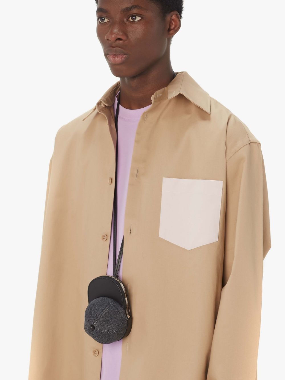 CONTRAST PATCH POCKET OVERSIZED SHIRT - 6