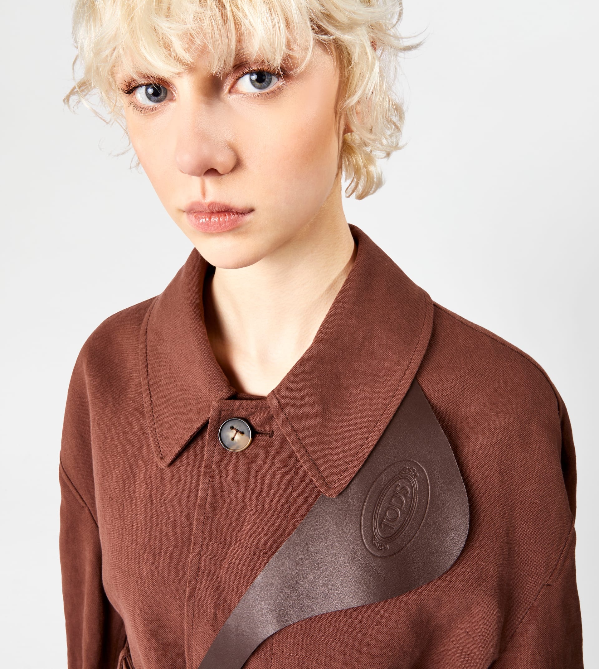 OVERCOAT WITH LEATHER INSERTS - BROWN - 5