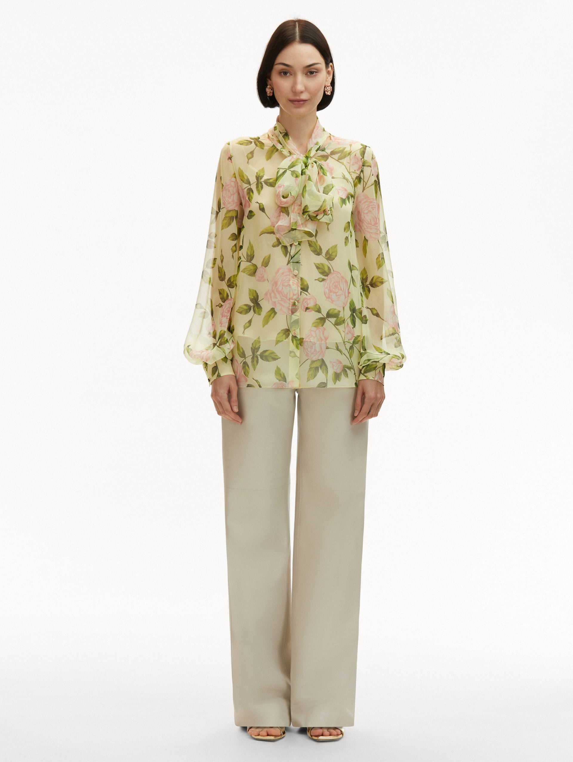ENGLISH ROSE SILK CHIFFON BLOUSE - 3