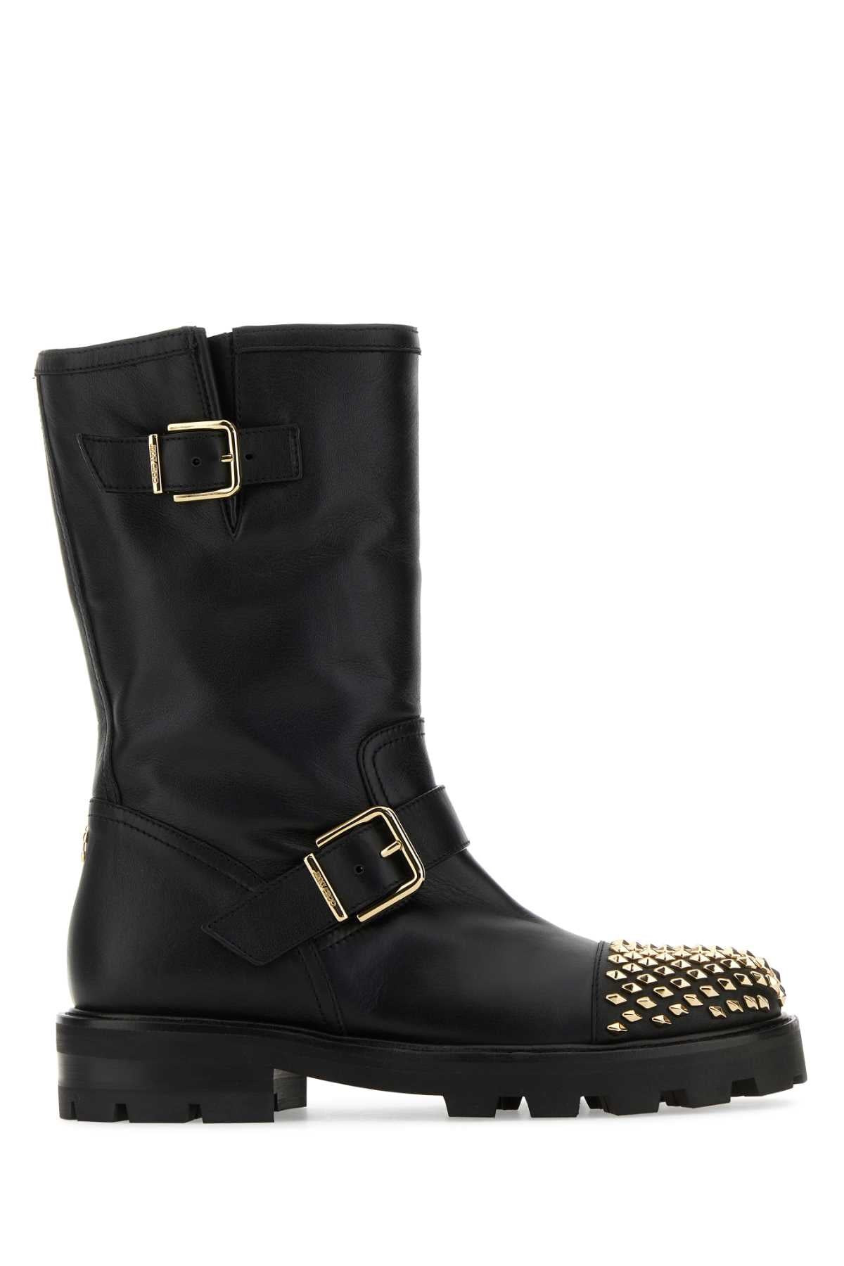 Jimmy Choo Women Black Leather Biker Ii Boots - 1
