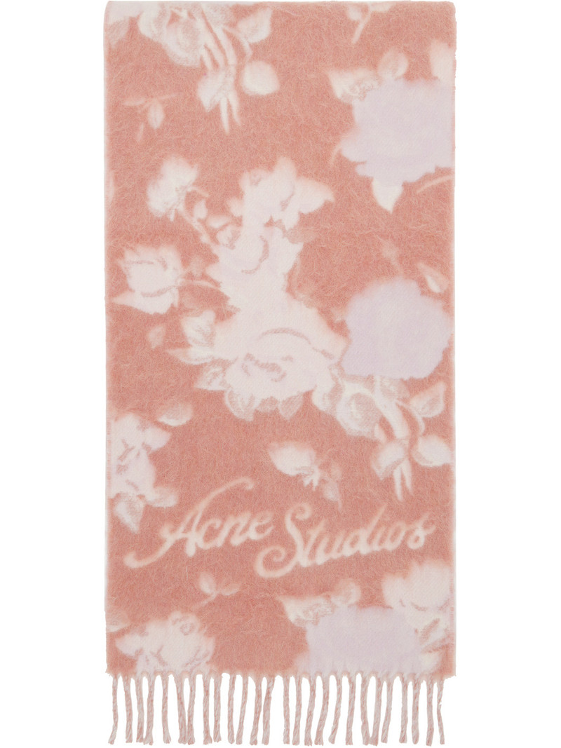 Acne Studios Pink Fringed Wool Scarf outlook