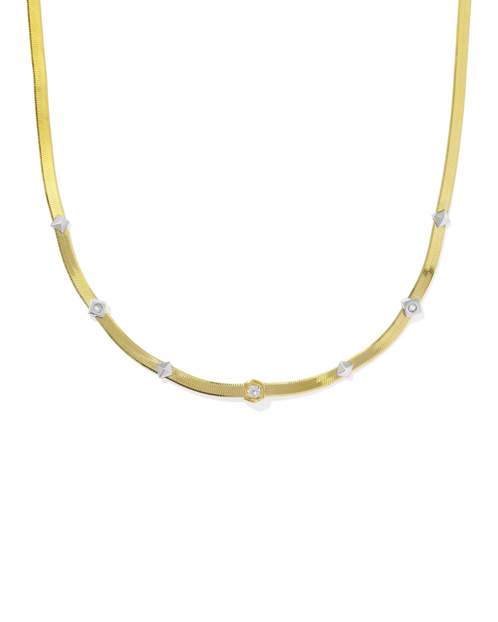 Virginia Mixed Metal Chain Necklace in White Topaz - 1