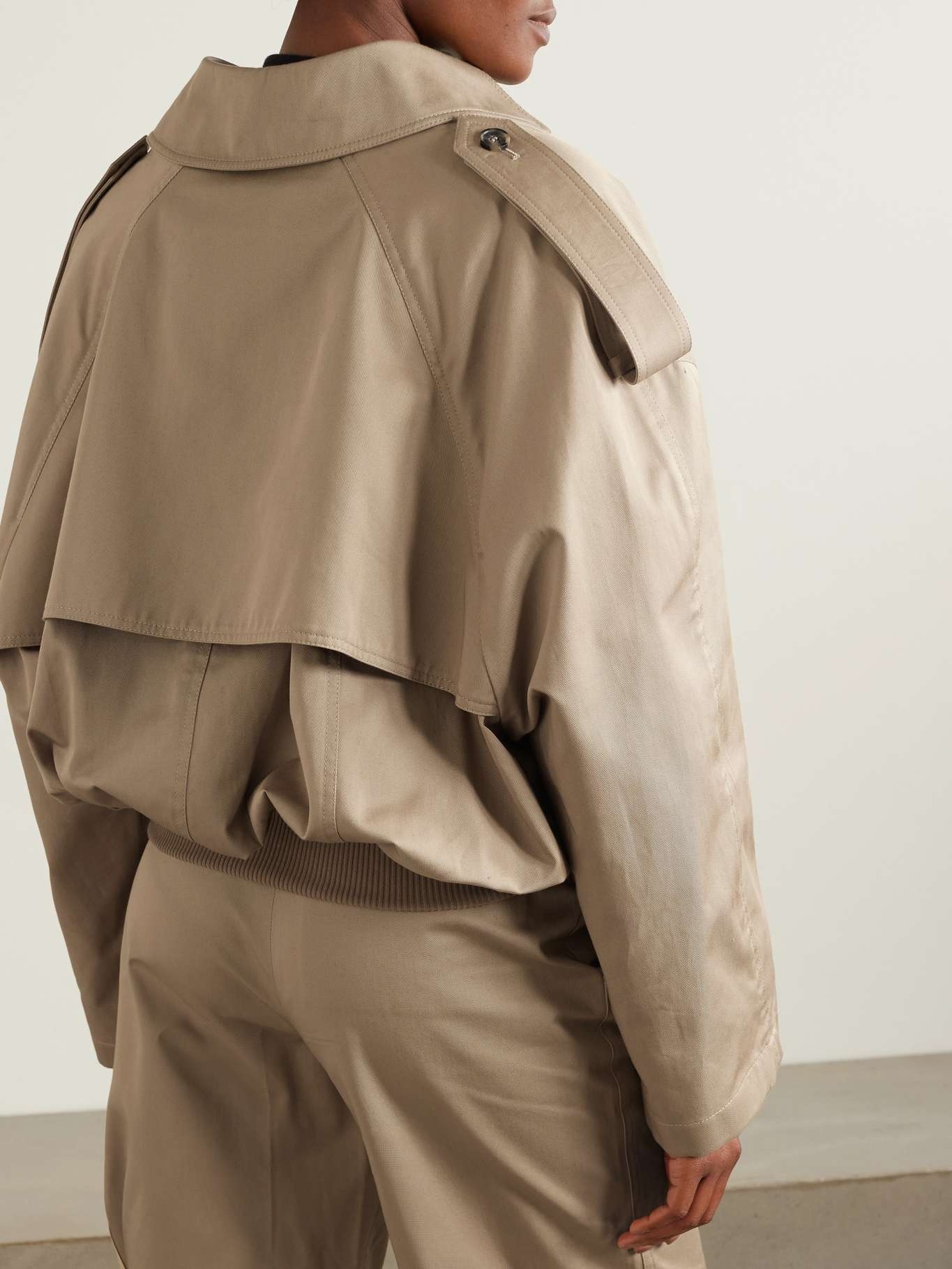 Cropped double-breasted cotton-gabardine jacket - 4