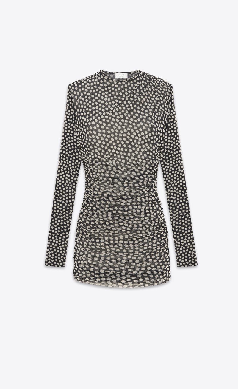 ruched dress in dotted tulle - 1
