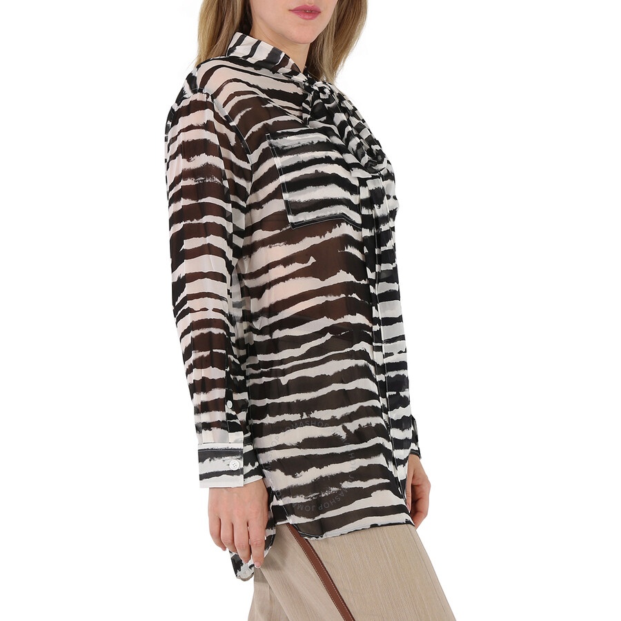 Burberry Silk Chiffon Watercolour Print Blouse - 4