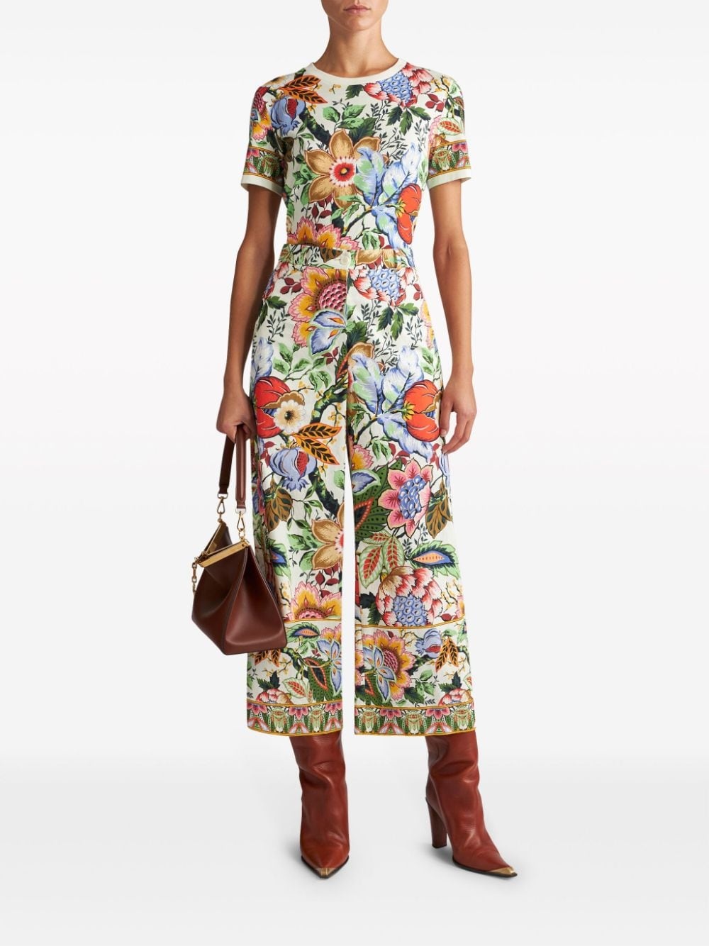 floral-print cotton poplin culottes - 2
