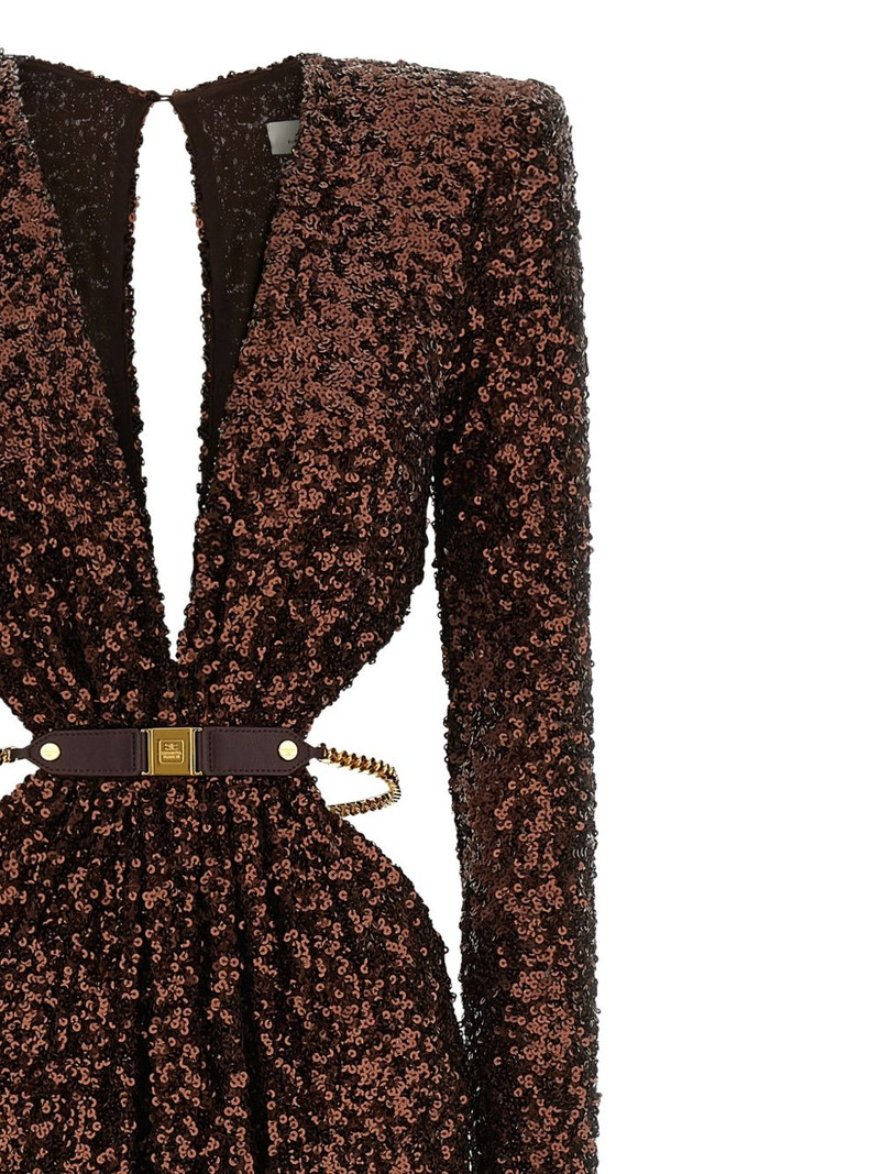 ELISABETTA FRANCHI sequined V-neck evening dress outlook