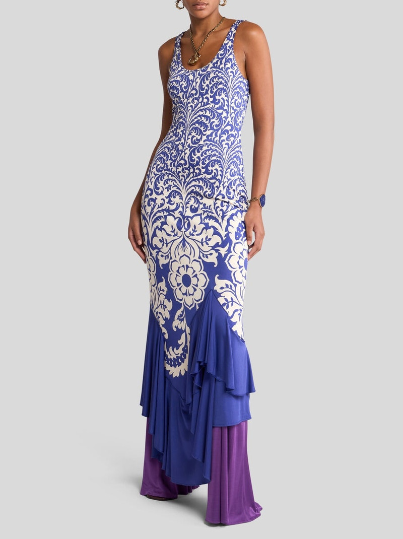 Etro LONG JERSEY DRESS WITH FLOUNCE AND PRINT outlook