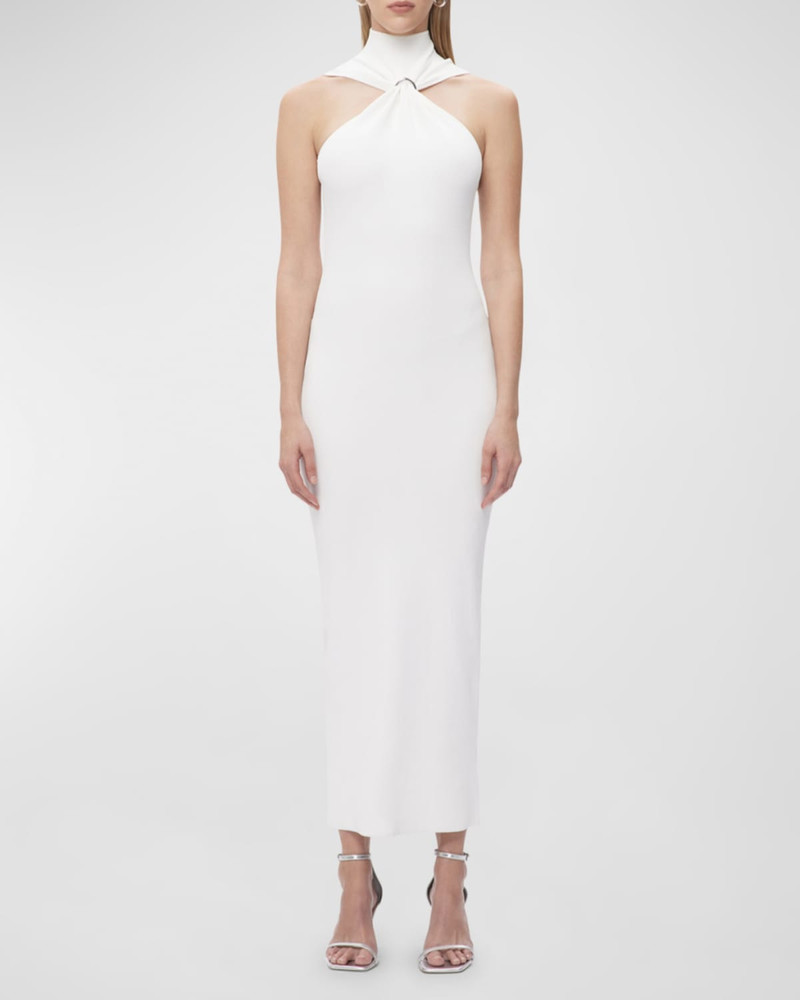 HERVE LEGER Angelica Gathered Turtleneck Sleeveless Rib Gown outlook