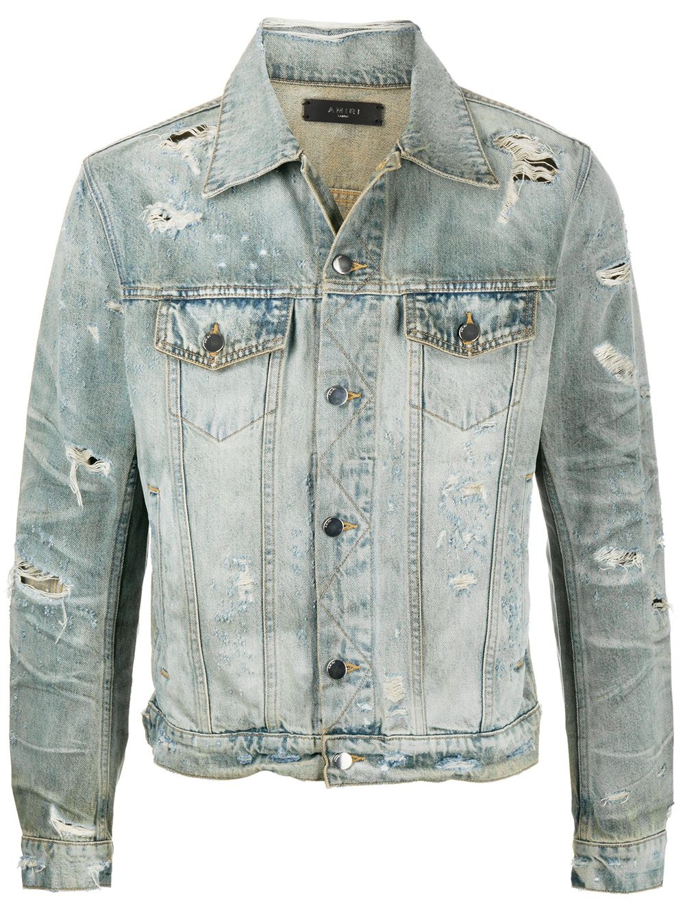 distressed light wash denim jacket - 1