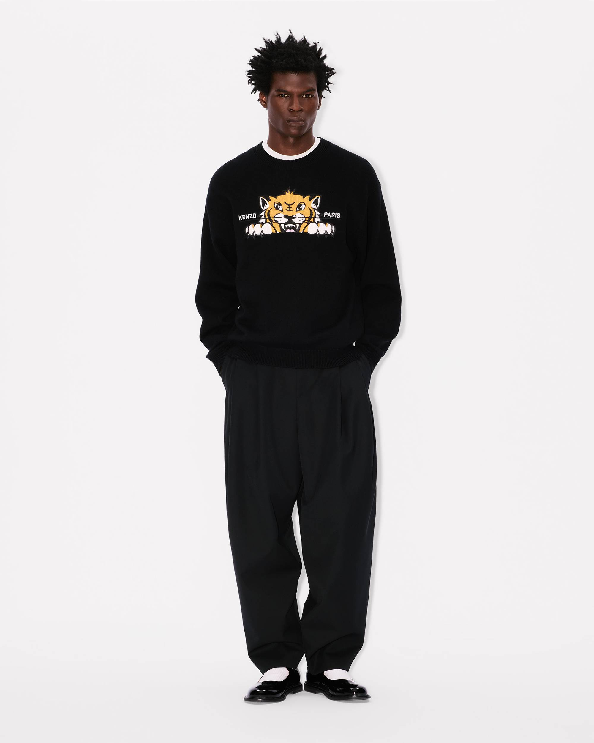 'KENZO Happy Tiger' embroidered jumper in cotton and Merino wool - 5