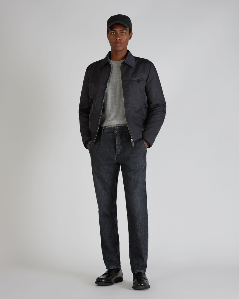 Tapered fit tailored trousers in cotton denim 5
