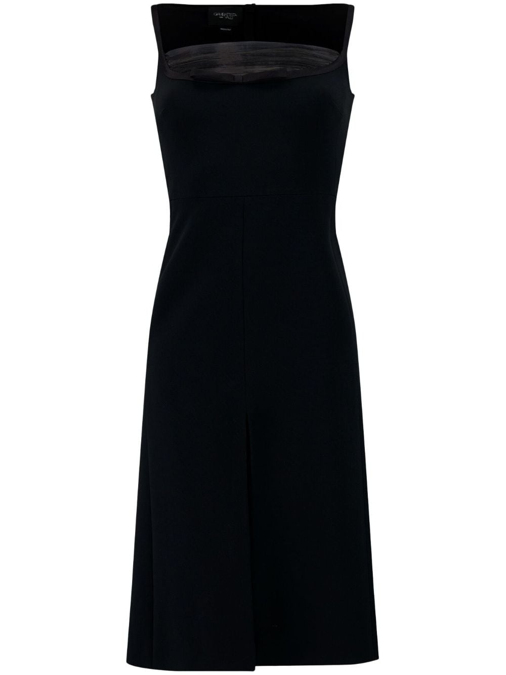 tulle-detail crepe midi dress - 1