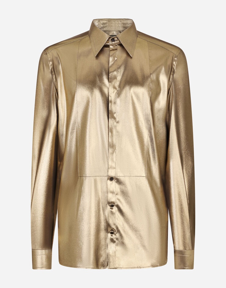 Laminated-fabric Gold-fit tuxedo shirt - 3