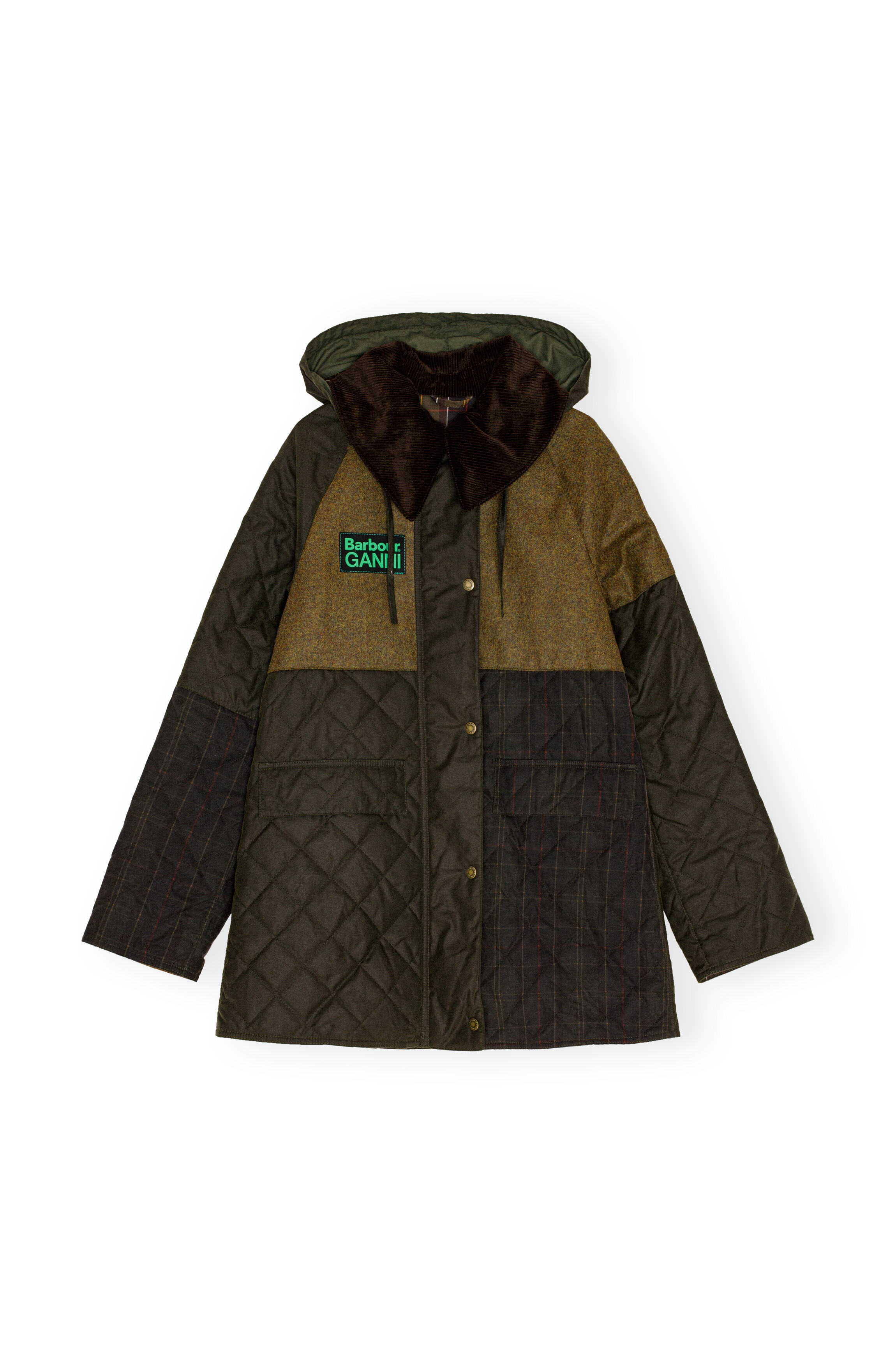 GANNI X BARBOUR SHORT BURGHLEY QUILTED WAX JACKET - 1